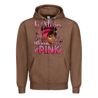 Chestnut in october we wear pink with afro woman Zipper Hoodie - Artiststas