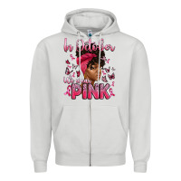 Dove Grey in october we wear pink with afro woman Zipper Hoodie - Artiststas