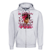 Heather Grey in october we wear pink with afro woman Zipper Hoodie - Artiststas