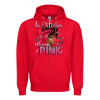 Red in october we wear pink with afro woman Zipper Hoodie - Artiststas