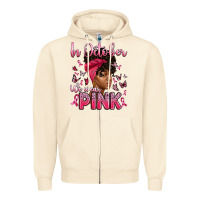 In October We Wear Pink With Afro Woman Zipper Hoodie | Teevron