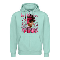 Seafoam in october we wear pink with afro woman Zipper Hoodie - Artiststas