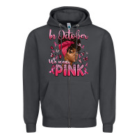 Smoke in october we wear pink with afro woman Zipper Hoodie - Artiststas