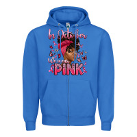 True Royal in october we wear pink with afro woman Zipper Hoodie - Artiststas