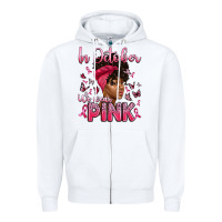 White in october we wear pink with afro woman Zipper Hoodie - Artiststas