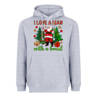 Heather Grey I love a man with a beard Christmas Heavyweight Hoodie - NancyCooperArtShop