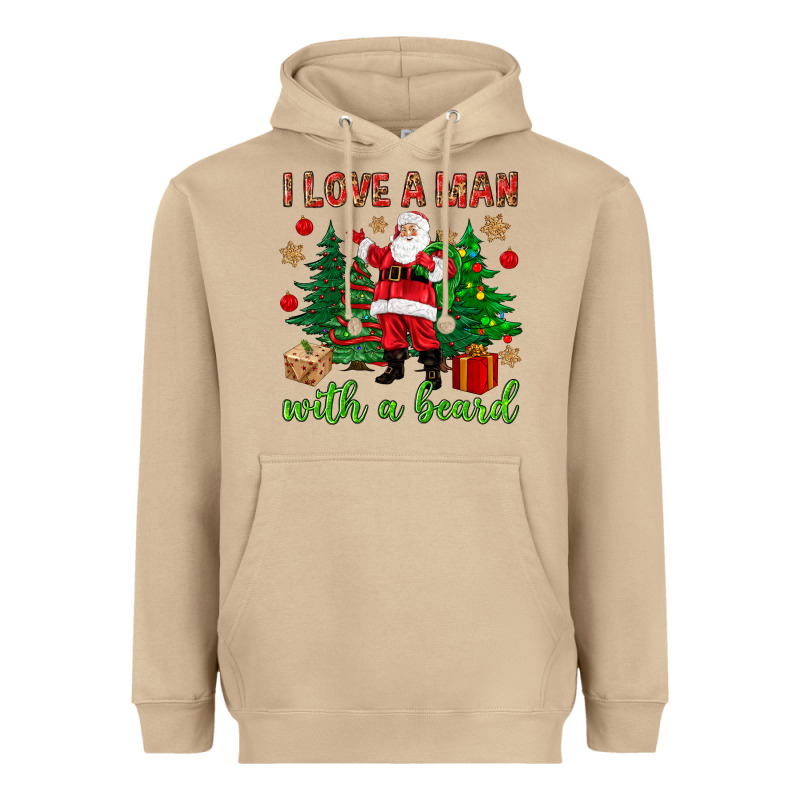 I Love A Man With A Beard Christmas Heavyweight Hoodie by NancyCooperArtShop | Teevron