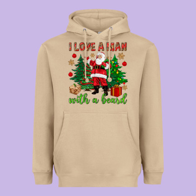 I Love A Man With A Beard Christmas Heavyweight Hoodie Designed By Nancycooperartshop