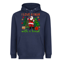 Navy I love a man with a beard Christmas Heavyweight Hoodie - NancyCooperArtShop