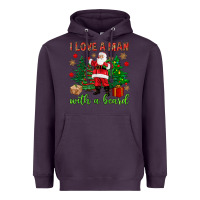 Plum I love a man with a beard Christmas Heavyweight Hoodie - NancyCooperArtShop