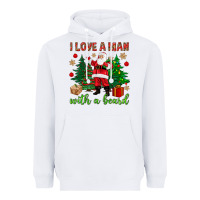 White I love a man with a beard Christmas Heavyweight Hoodie - NancyCooperArtShop