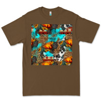 Cacao western sunset bison and sunflowers seamless pattern Premium Tee - HRA Design Shop