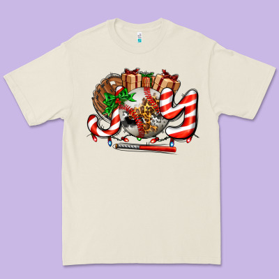 Joy With Baseball And Christmas Gift And Candies Premium Tee Designed By Adodesignshop
