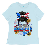 Baby Blue All American girl 4th of July Ladies Tee - CowGirlArtShop