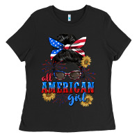 Black All American girl 4th of July Ladies Tee - CowGirlArtShop