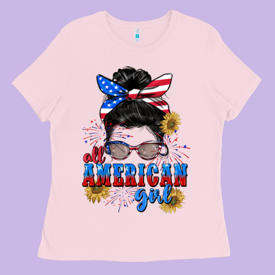 All American Girl 4th Of July Ladies Tee Designed By Cowgirlartshop