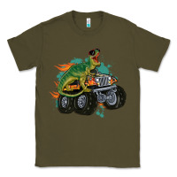 Army Green monster truck and t rex dinosaur Classic Tee - MaliasSmallBusiness