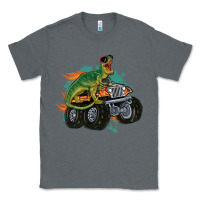 Charcoal Heather monster truck and t rex dinosaur Classic Tee - MaliasSmallBusiness