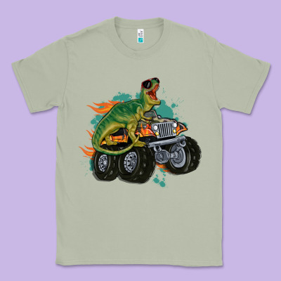 Monster Truck And T Rex Dinosaur Classic Tee Designed By Maliassmallbusiness