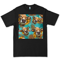 Black western sunflowers cow seamless pattern Premium Tee - HRA Design Shop