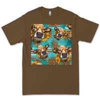 Cacao western sunflowers cow seamless pattern Premium Tee - HRA Design Shop