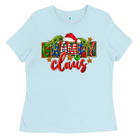 Baby Blue Christmas grampy claus Ladies Tee - FaDigitalArtStudio