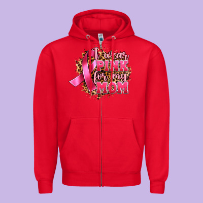 I Wear Pink For My Mom Zipper Hoodie Designed By Artiststas