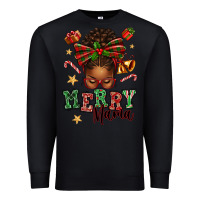Black merry mama afro messy bun Premium Sweatshirt - texasbilliewilder