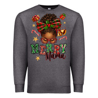 Charcoal Heather merry mama afro messy bun Premium Sweatshirt - texasbilliewilder