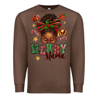 Chestnut merry mama afro messy bun Premium Sweatshirt - texasbilliewilder