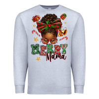 Heather Grey merry mama afro messy bun Premium Sweatshirt - texasbilliewilder