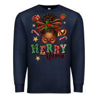 Navy merry mama afro messy bun Premium Sweatshirt - texasbilliewilder