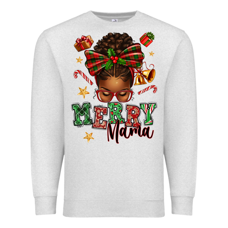 Merry Mama Afro Messy Bun Premium Sweatshirt by texasbilliewilder | Teevron