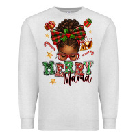 Oatmeal Heather merry mama afro messy bun Premium Sweatshirt - texasbilliewilder
