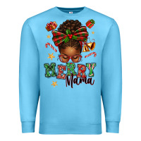 Ocean Blue merry mama afro messy bun Premium Sweatshirt - texasbilliewilder