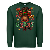 Sports Green merry mama afro messy bun Premium Sweatshirt - texasbilliewilder