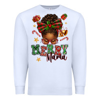 White merry mama afro messy bun Premium Sweatshirt - texasbilliewilder