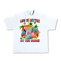 White life is better at the beach Urban Heavy Tee - MaliasSmallBusiness