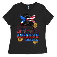 Black All American Mama 4th of July Ladies Tee - CowGirlArtShop