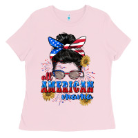 Bubblegum Pink All American Mama 4th of July Ladies Tee - CowGirlArtShop