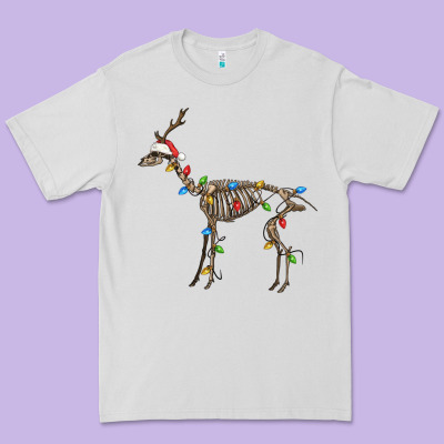 Christmas Deer Skeleton Premium Tee Designed By Fadigitalartstudio