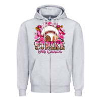 Heather Grey strike out cancer baseball Zipper Hoodie - Artiststas
