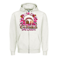 Oatmeal Heather strike out cancer baseball Zipper Hoodie - Artiststas