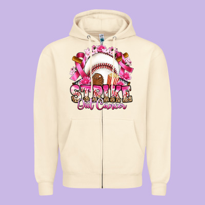 Strike Out Cancer Baseball Zipper Hoodie Designed By Artiststas