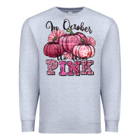 Heather Grey in october we wear pink pumpkin Premium Sweatshirt - texasbilliewilder