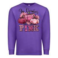 Purple in october we wear pink pumpkin Premium Sweatshirt - texasbilliewilder