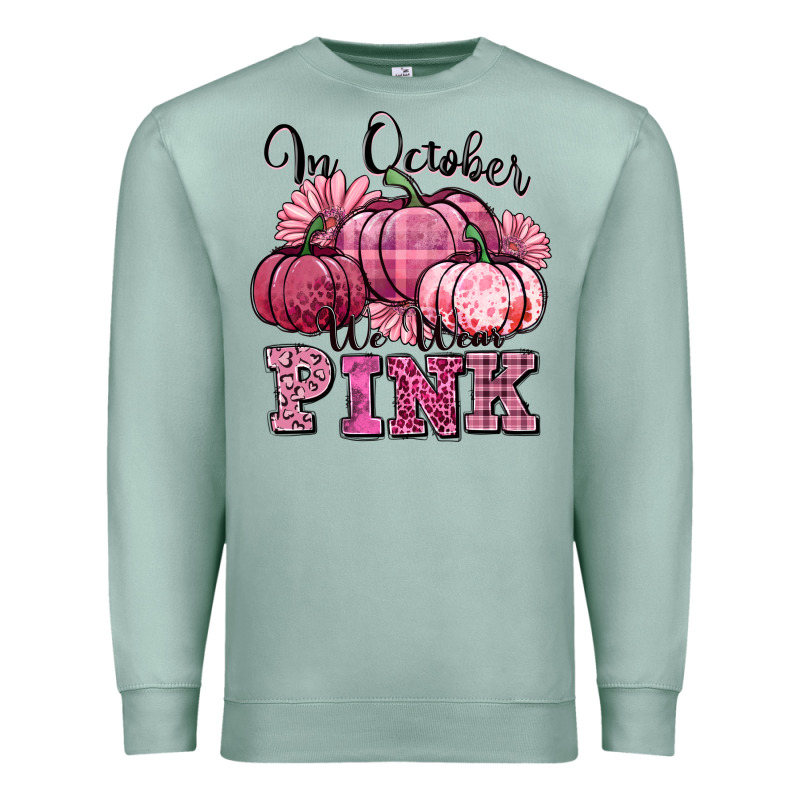 In October We Wear Pink Pumpkin Premium Sweatshirt by texasbilliewilder | Teevron