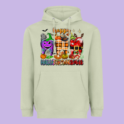 Happy Hallothanksmas Teeth Heavyweight Hoodie Designed By Texasbilliewilder