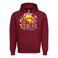 Burgundy strike out cancer softball Zipper Hoodie - Artiststas