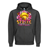 Charcoal Heather strike out cancer softball Zipper Hoodie - Artiststas